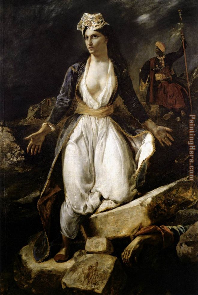 Greece on the Ruins of Missolonghi painting - Eugene Delacroix Greece on the Ruins of Missolonghi art painting